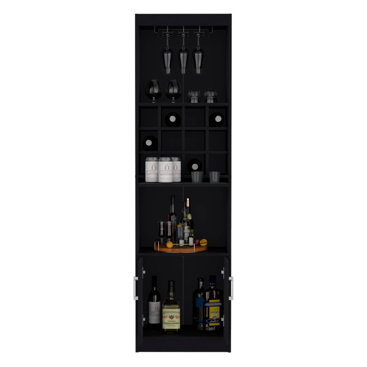 Kevil 71 Inch Tall Bar Cabinet 5 Tier Modern Bar Cabinet With Glass Holder Stemware Rack, Wine Cabinet, Liquor Cabinet, 12 Bottle Cubbies, 5 Shelves, And Pull Out Tray