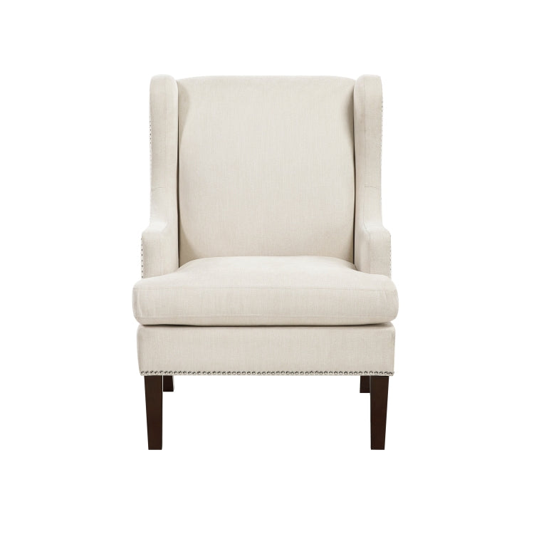1Pc Accent Chair Foam Cushion Seat Beige Fabric Upholstery Nailhead Trim Living Room Furniture