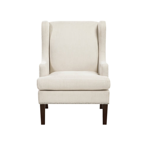 1Pc Accent Chair Foam Cushion Seat Beige Fabric Upholstery Nailhead Trim Living Room Furniture
