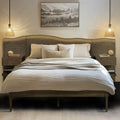 Platform Bed Frame With Live Edge Headboard And Built In Nightstands Drawers