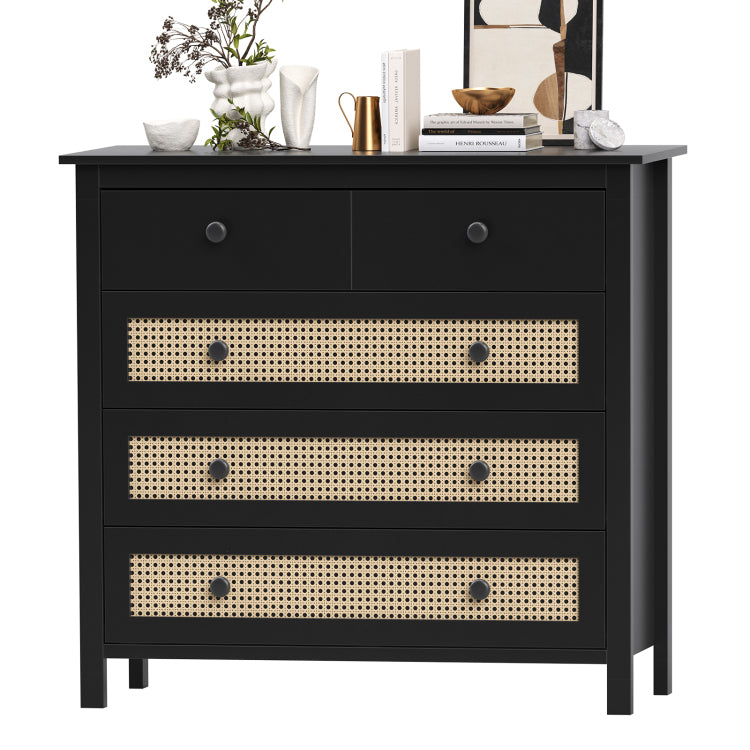 Sideboard Buffet Cabinet With 4 Drawers,Modern Wooden Console Cabinet For Kitchen,Living Room, Dining Room, Hallway,Black