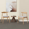 Set Of 2 Rubberwood Dining Chairs With Ergonomic Backrest & Comfort Cushions, Natural Beige Same Sku: 59296.00Fbei