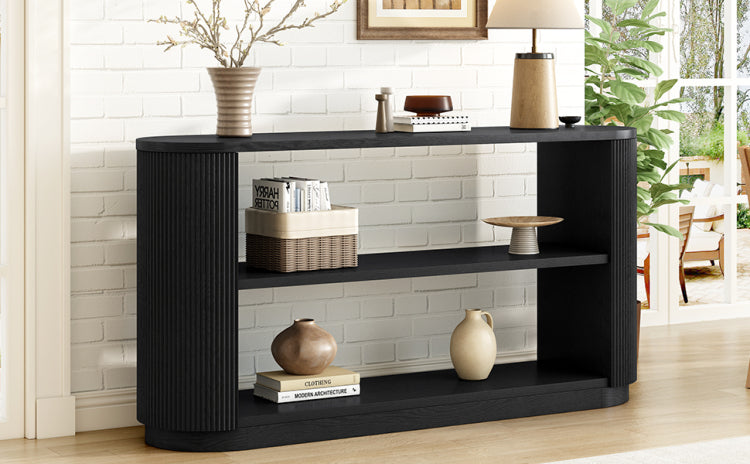 Mirod Modern Entryway Console Table Slim Sofa Table With Open Shelf & Elegant Wood Grain, Multi Functional Hallway Table For Living Room