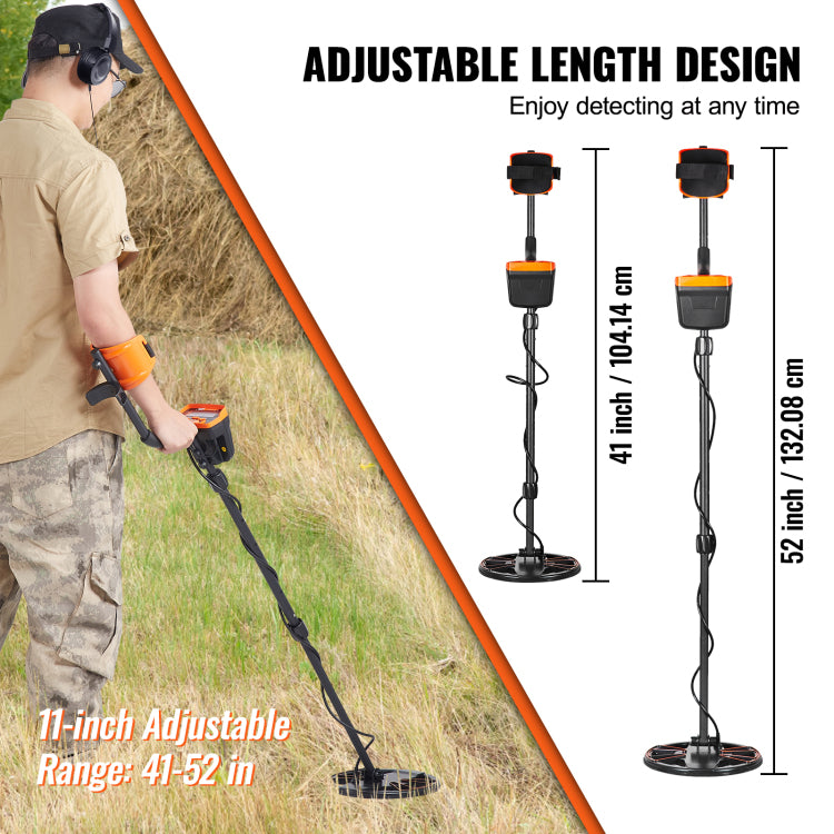 Metal Detector For Adults & Kids, 10 Inch Waterproof Search Coil With Lcd Display 7 Modes, Adjustable 41'' 52'' Aluminum Stem, Dsp Chip Higher Accuracy Gold Detector 10'' Detection Depth