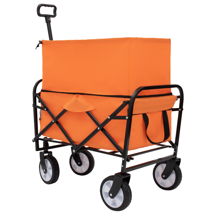 Minimeetall Strap Collapsible Foldable Wagon Cart Beach Wagon Heavy Duty Utility Cart Utility Wagon Grocery Cart For For Camping Shopping Sports Gardeing Fishing Supports 225Lbs Orange