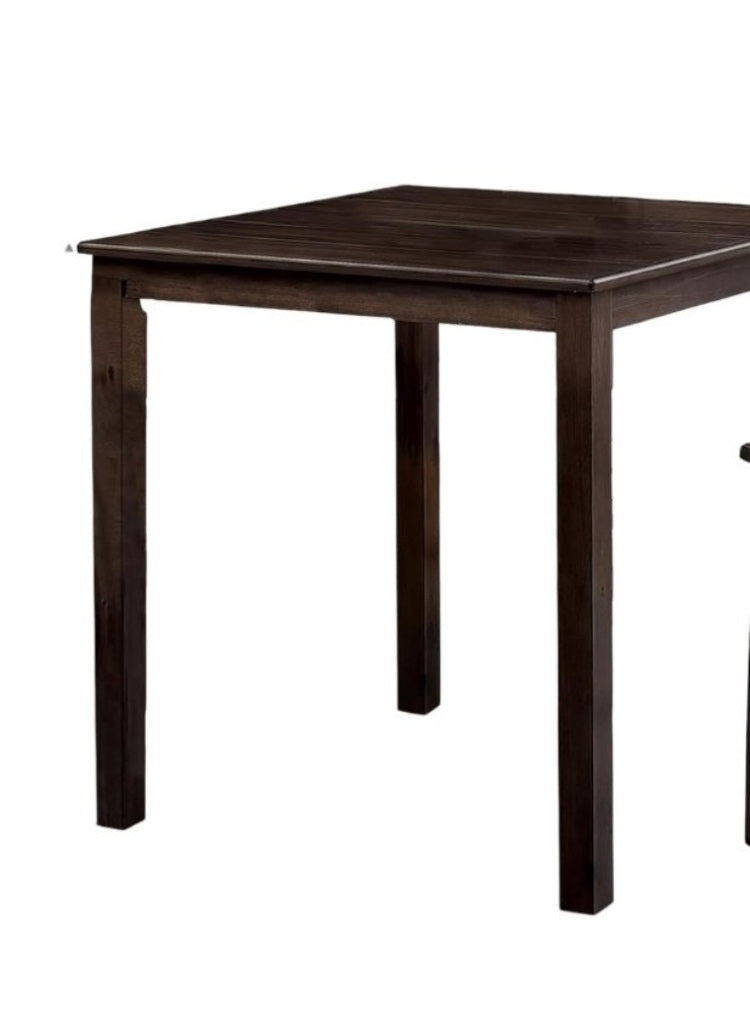 Transitional Style Espresso Finish 5Pc Dining Table Set 1X Square Counter Height Dining Table 4X Slat Back Chairs Dining Room