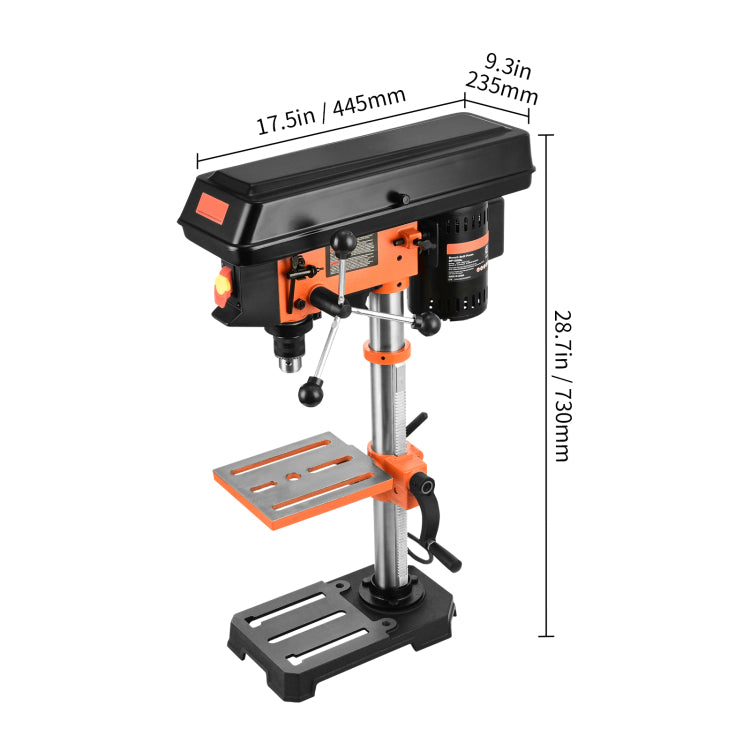 10'' 5 Speed Benchtop Drill Press Cast Iron Drill Press 3.2A 610 2800Rpm