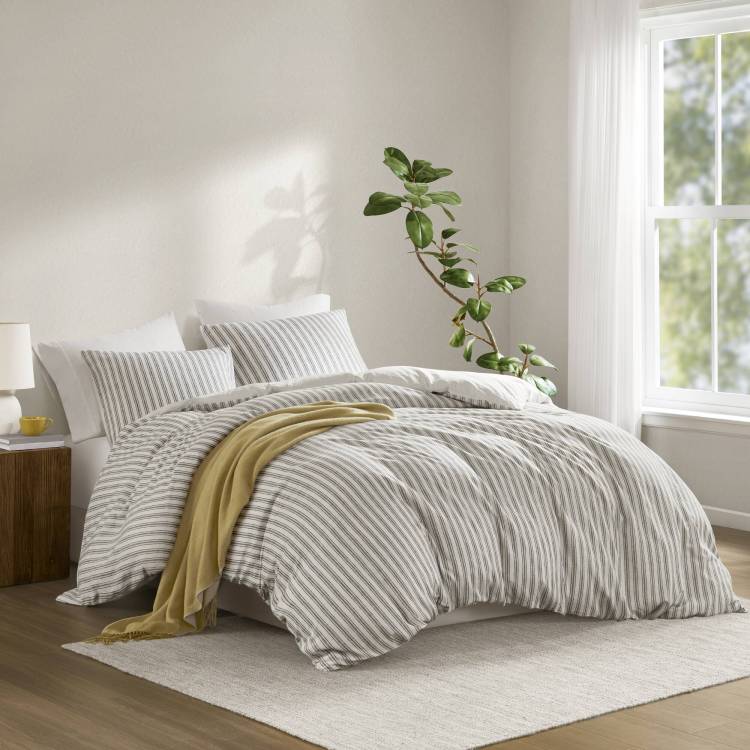 3 Pcs Queen Duvet Set Grey