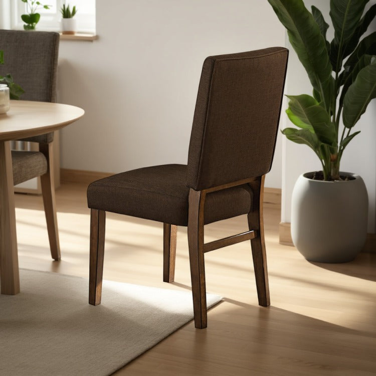 Wood & Fabric Dining Side Chair With Comfortable Padding, Set Of 2