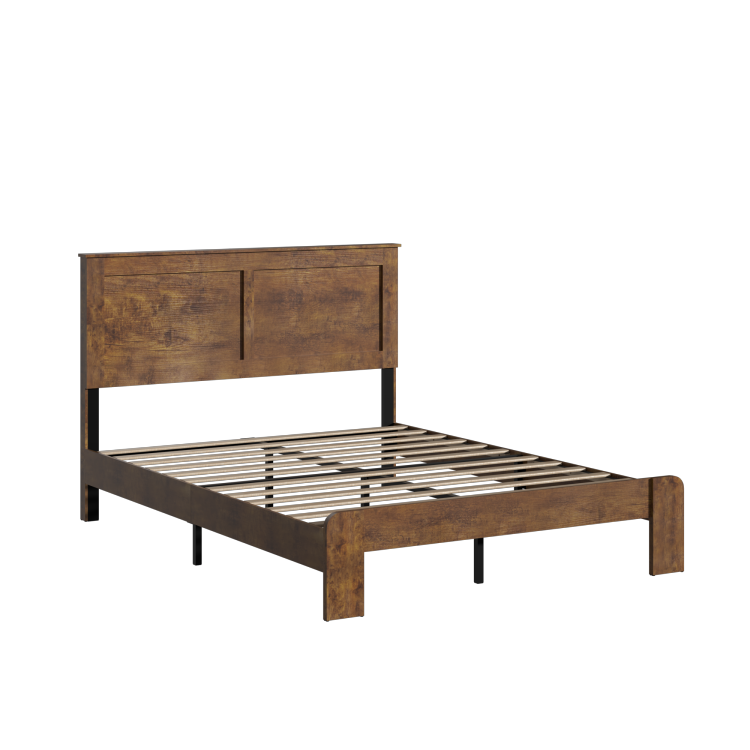 Bed Frame Queen Size, Wood Platform Bed Frame , Noise Free,No Box Spring Needed And Easy Assembly Tool,Large Under Bed Storage,Dark Brown