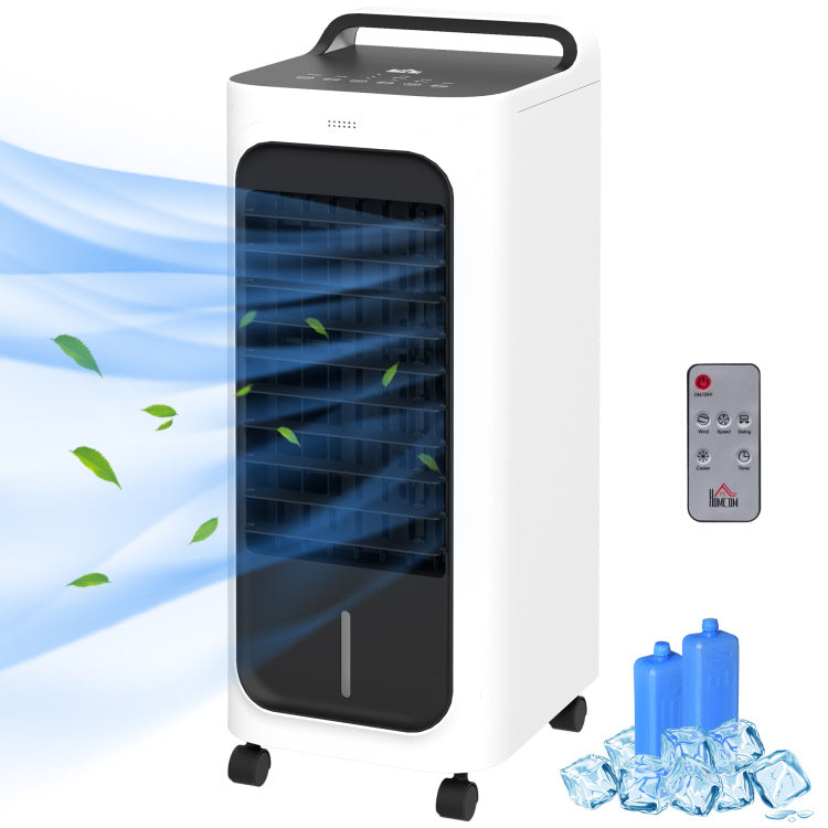 Homcom 26" Evaporative Air Cooler With Ice Packs, 3 In 1 Ice Cooling Fan, Portable Swamp Cooler With Water Tank, Timer, 90 Oscillating, Remote, For Home Office Bedroom