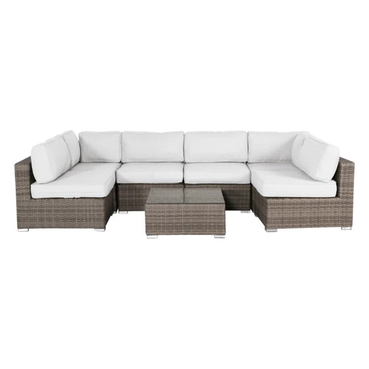 All Weather 6 Seat Rattan Outdoor Lounge Set No Assembly Required