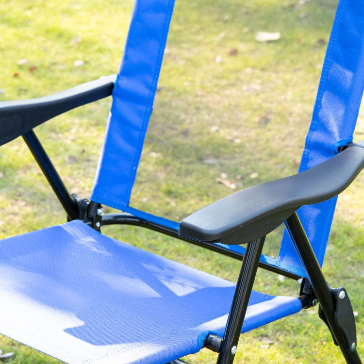 Outsunny Folding Patio Chairs Set Of 2, Outdoor Deck Chair With Adjustable Sling Back, Camping Chair With Removable Headrest For Garden, Backyard, Lawn, Blue