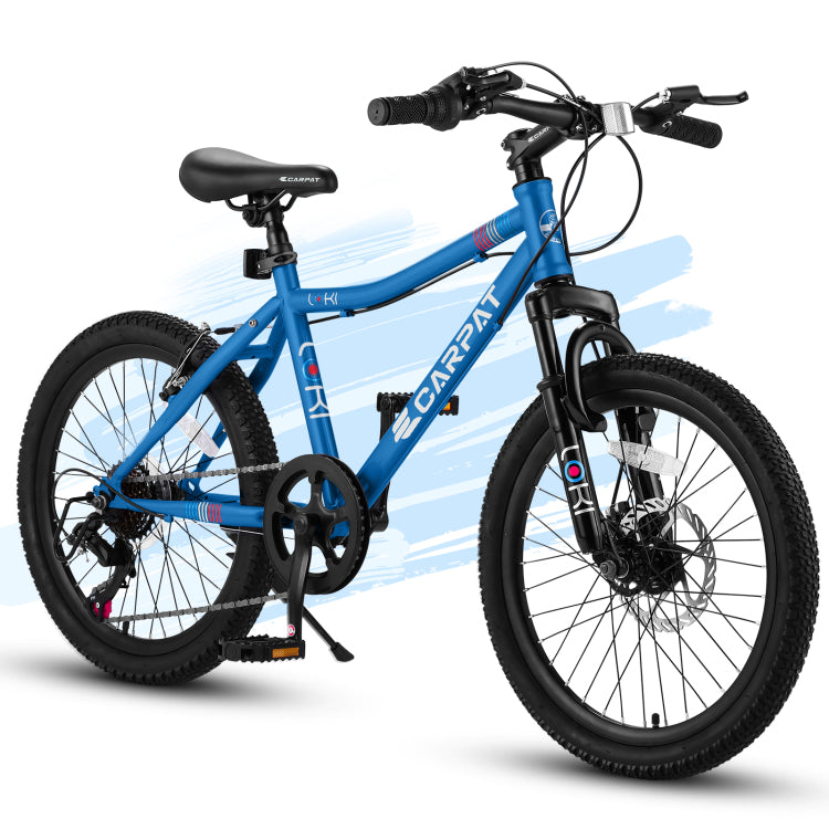 S20101 20 Inch Kids' Bike, Boys Girls Mountain Bike Ages 6 12, 7 Speed Teenager Children Kids' Bicycles, Front Suspension Disc Brake Rear V Brake, High Steel Frame