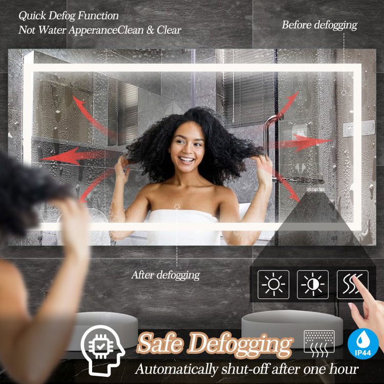 60" X 32" Led Bathroom Mirror With Anti Fog And Touch Sensor Modern Frameless Lighted Wall Mirror For Bathroom Vanity, Shower Room, Or Dressing Area