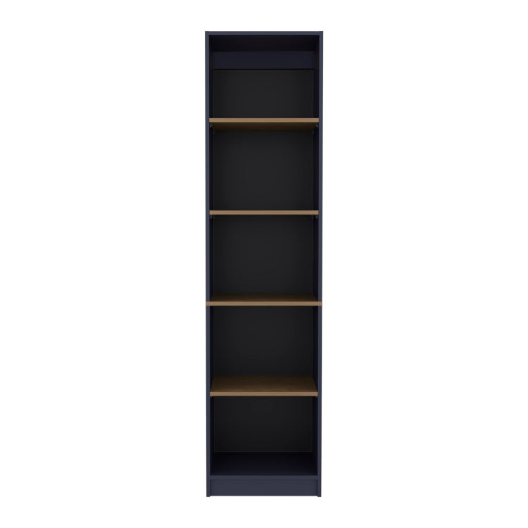 Beaver Balley Bookcase With Open Storage And 5 Shelves, Blue And Natural Oak