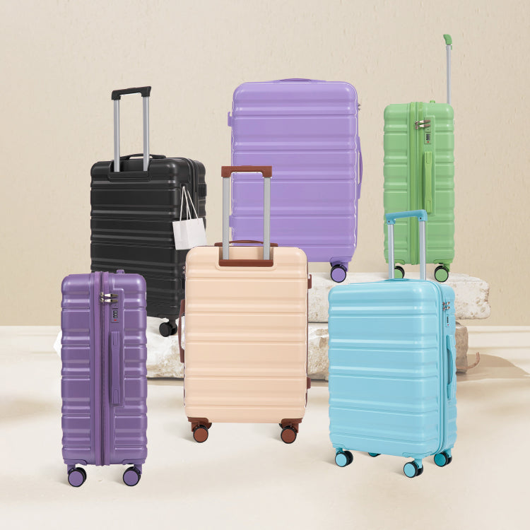 Hifine Tourist 20" 24" 28" 3 Pcs Set In Abs Spinner Wheel Luggage, Carry On Suitcase, Matching Color, Combination Lock Purple