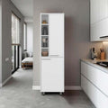 White Kitchen Pantry With Multiple Open And Closed Shelves