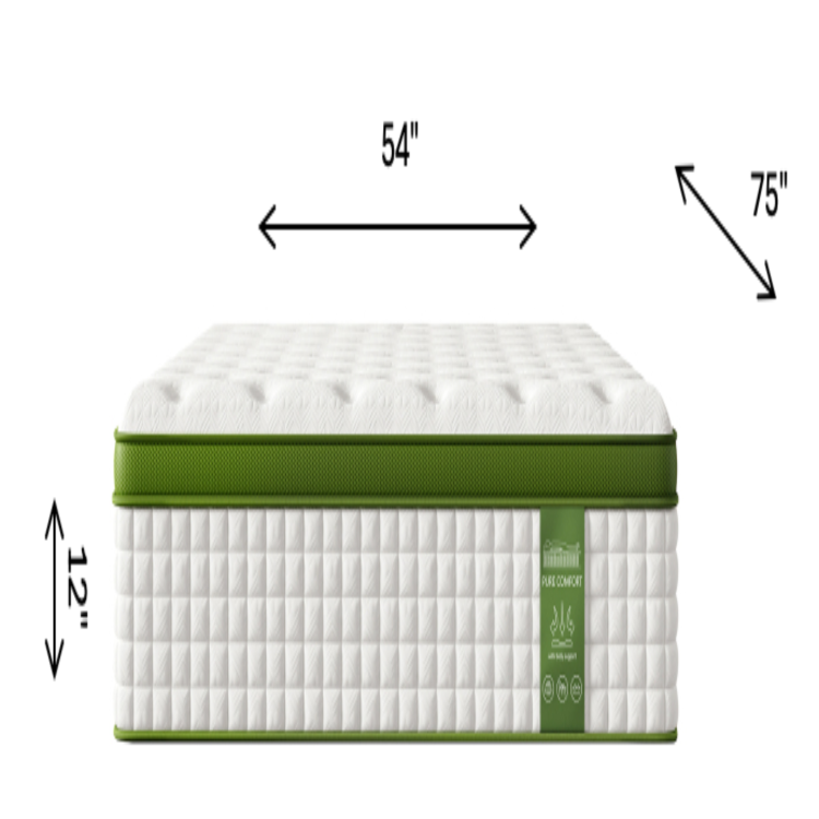 12 Inch Full Size Hybrid Mattress In A Box With Gel Memory Foam And Pocket Springs, Pressure Relief & Motion Isolation, Certipur Us Certified, Assembled In Usa