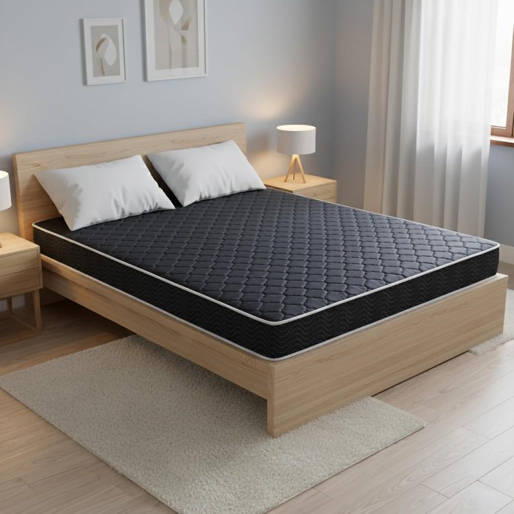 6 Inch Waterproof High Density Foam Mattress With Navy Blue Diamond Quilted Fabric. Quilting Ensures Both Style And Airflow For Cool Sleep.Twin Size