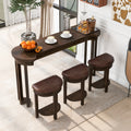 4 Piece Bar Table Set With3 Pu Upholstered Bar Stools, Breakfast Table With 3 Padded Stools Solid Wood Counter Height Dining Table Set For Living Room, Dining Room. Espresso