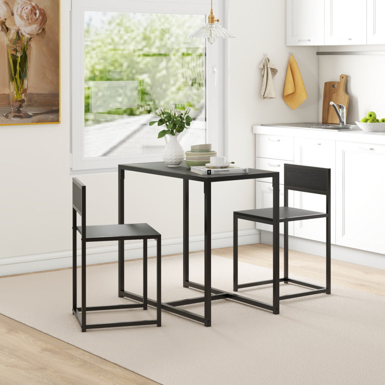 Homcom 3 Piece Industrial Dining Table Set For 2, Kitchen Table And Chairs, Dining Room Sets For Small Spaces, Black
