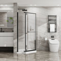Goodyo Neo Angle Frameless Shower Door 36 In. D X 36 In. W X 72 In. H Corner Shower Enclosure With White Acrylic Shower Base Combo, Pivot Shower Door In Matte Black Finish