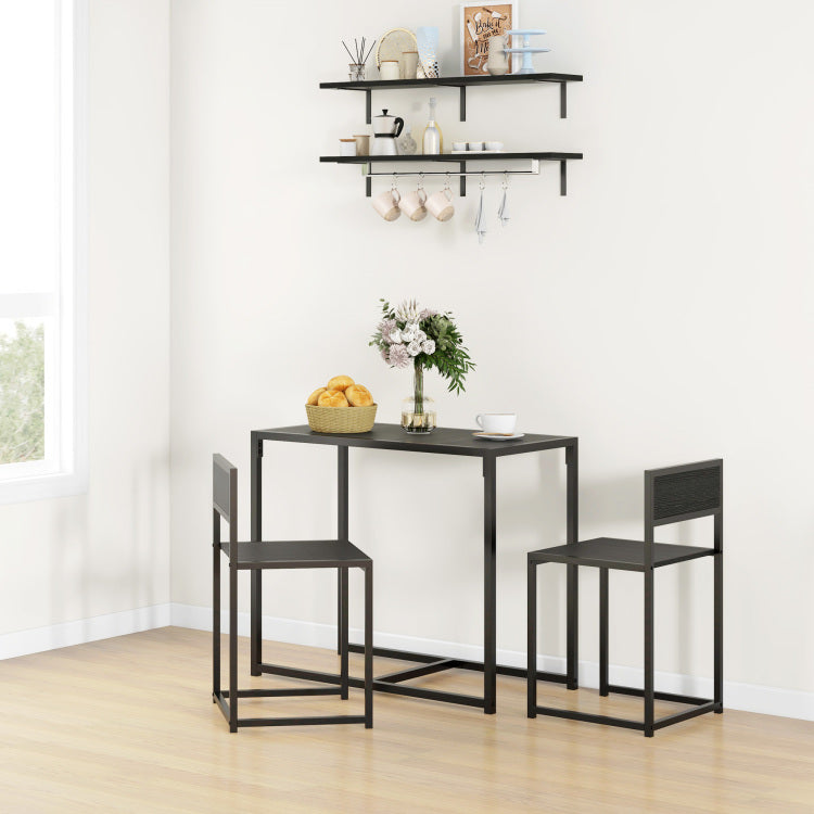 Homcom 3 Piece Industrial Dining Table Set For 2, Kitchen Table And Chairs, Dining Room Sets For Small Spaces, Black