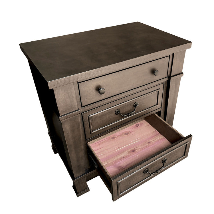 Transitional Style 1Pc Nightstand Usb Port Felt Lined Top And Dovetail Drawers Dark Walnut Finish Bedroom Furniture