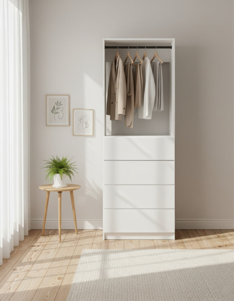 Prosper 32" White Wood Walk In Closet With Four Drawers