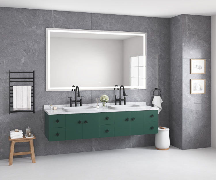 84 X 48 Inch Led Bathroom Mirror With Front And Backlight, Wall Mounted Vanity Mirror, Anti Fog, Memory, 3 Colors, Stepless Dimmable