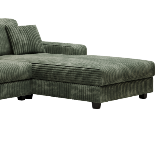 Combined Double Queen Sofa, Corduroy Fabric, Modern Comfortable Large Size Sofa, Living Room Double Lounge Chair, Green