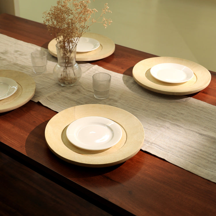 Handcrafted 13" Wood Charger Plate Wooden Dinning Placemat Artisan Wood Tableware