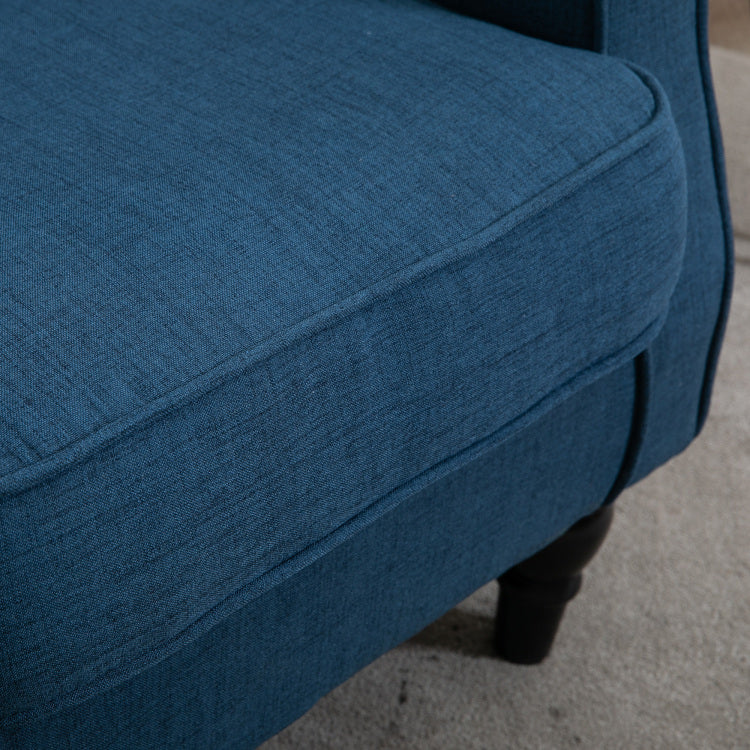 Homcom Button Tufted Accent Chair With High Wingback, Rounded Cushioned Armrests And Thick Padded Seat, Blue
