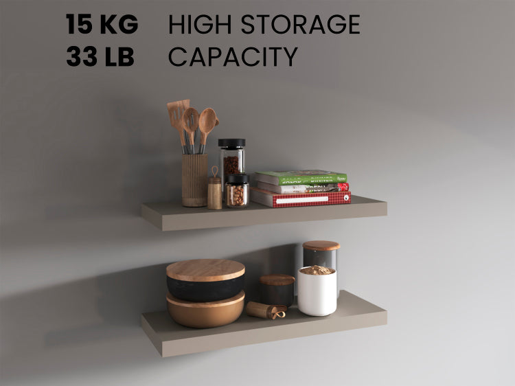 Floating Shelves 1.50" H, 2 Shelves, Taupe