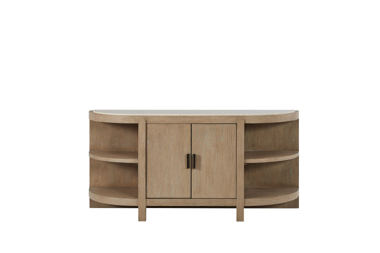 Curved 2 Door Console Table W Marble Top