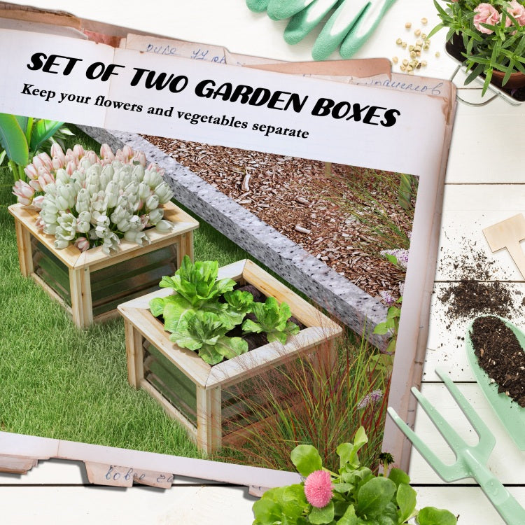 Outsunny Raised Garden Bed Set Of 2, Outdoor Planter Box, Galvanized Metal Reinforced With Wood, Stock Tanks For Growing Flowers, Herbs And Vegetables