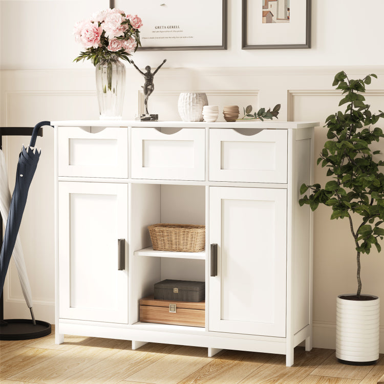 Storage Cabinets,Wooden Floor Cabinet,With Drawers And Shelves Storage Cabinets,Accent Cabinet For Living Room,Bedroom,Bathroom Furniture Home Decor White