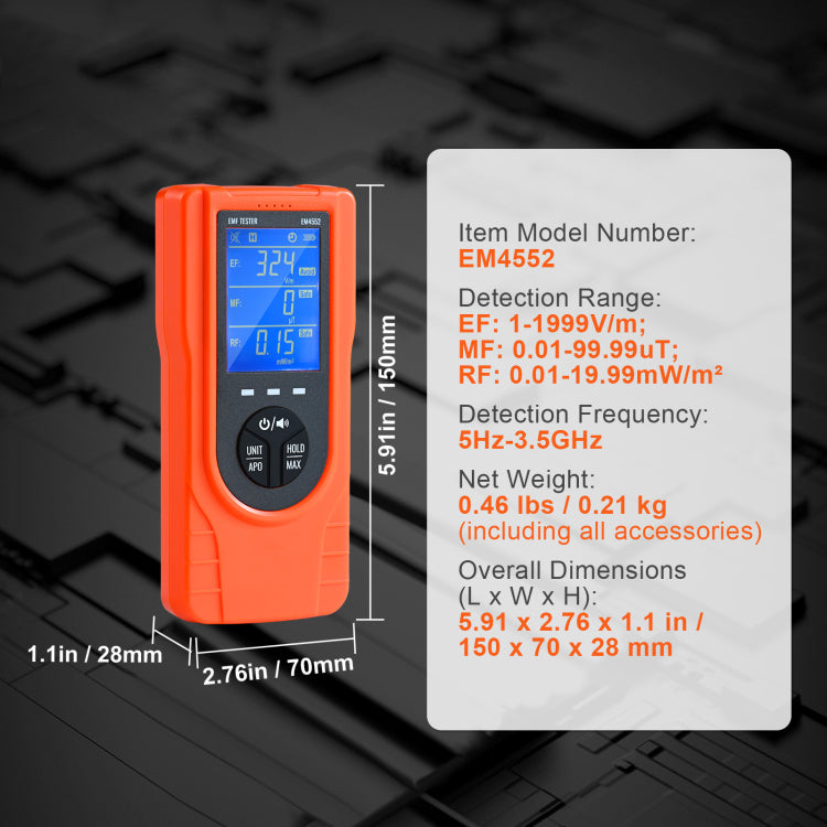 3 In 1 Emf Meter, 5Hz 3.5Ghz, Handheld Rechargeable Electromagnetic Field Radiation Detector, Digital Lcd Emf Tester For Ef Mf Rf Home Inspections Outdoor Ghost Hunting Paranormal Equipment