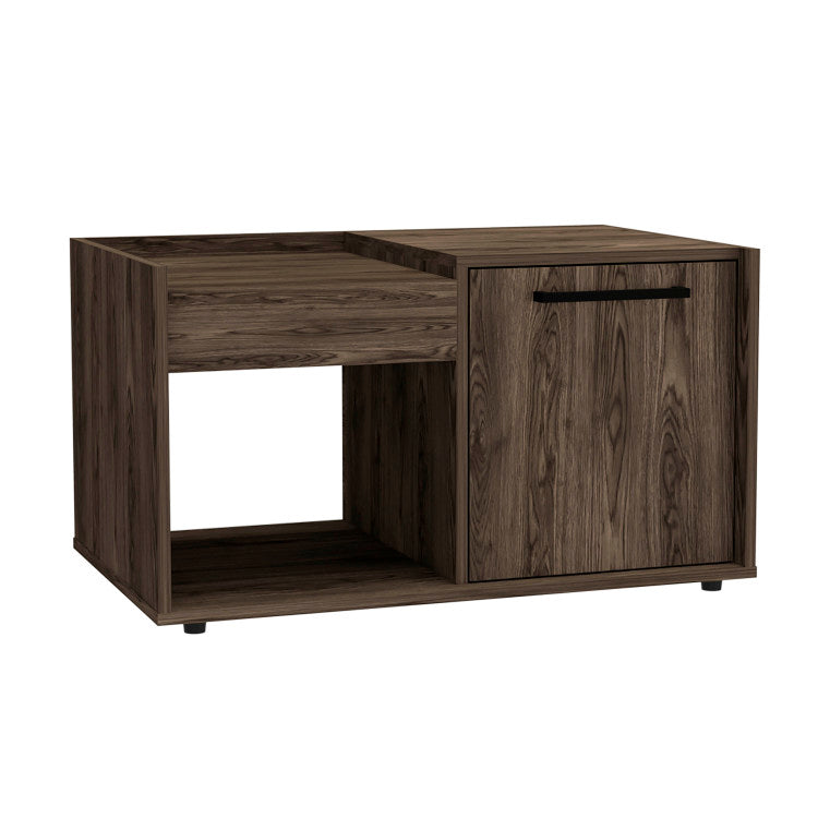 Velvet Coffee Table, One Open Shelf, Single Door Cabinet