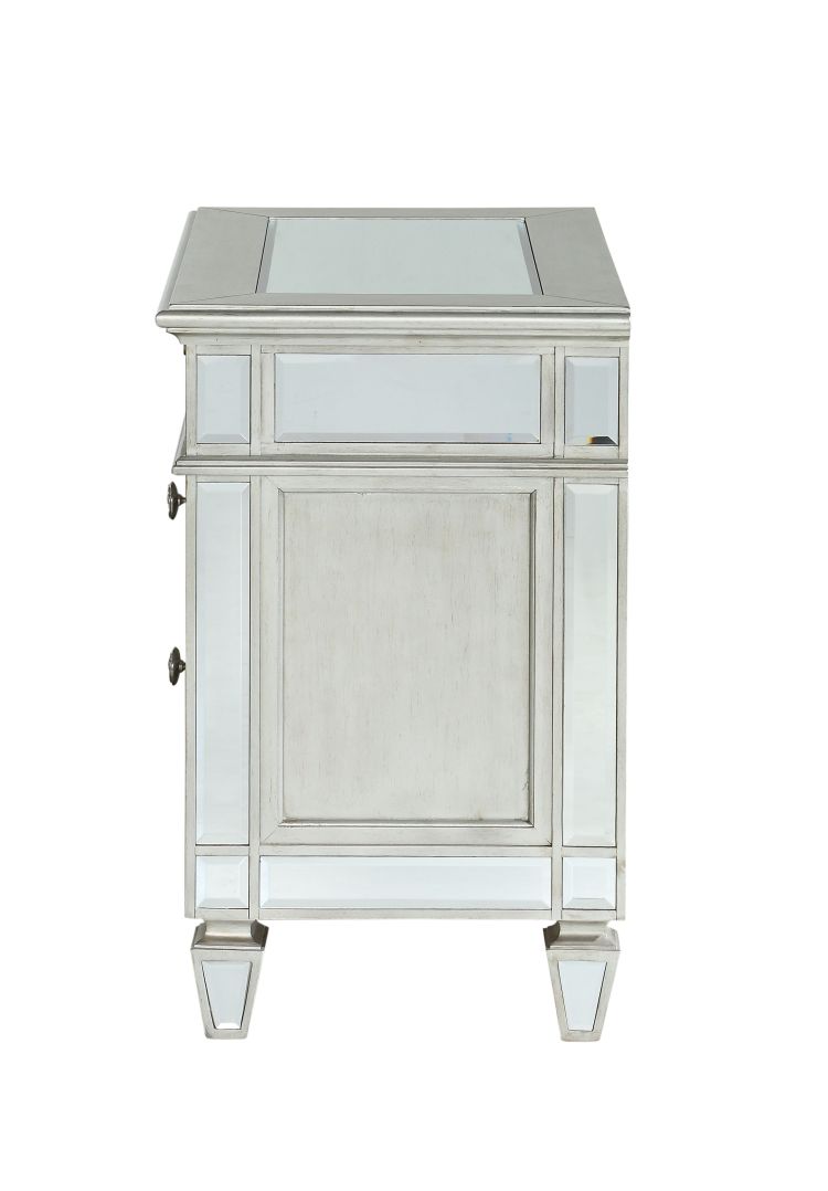 Glam Luxury Bedroom Mirrored Finish Nightstand With 2 Drawers Wooden Furniture 1Pc