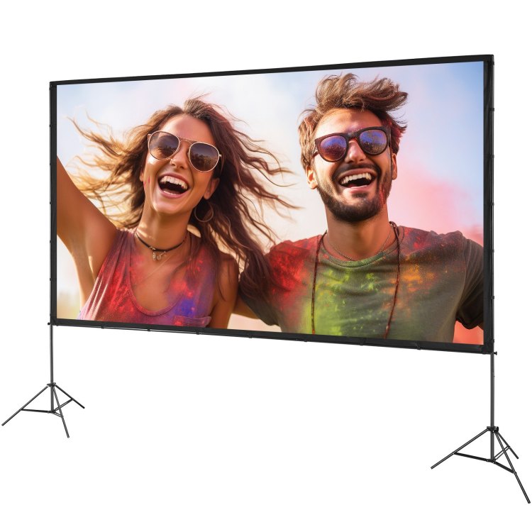 Projector Screen With Stand, 150 Inch 16:9 4K 1080 Hd Outdoor Movie Screen With Stand, Wrinkle Free Projection Screen With Tripods And Carry Bag, For Home Theater Cinema Backyard Movie Night