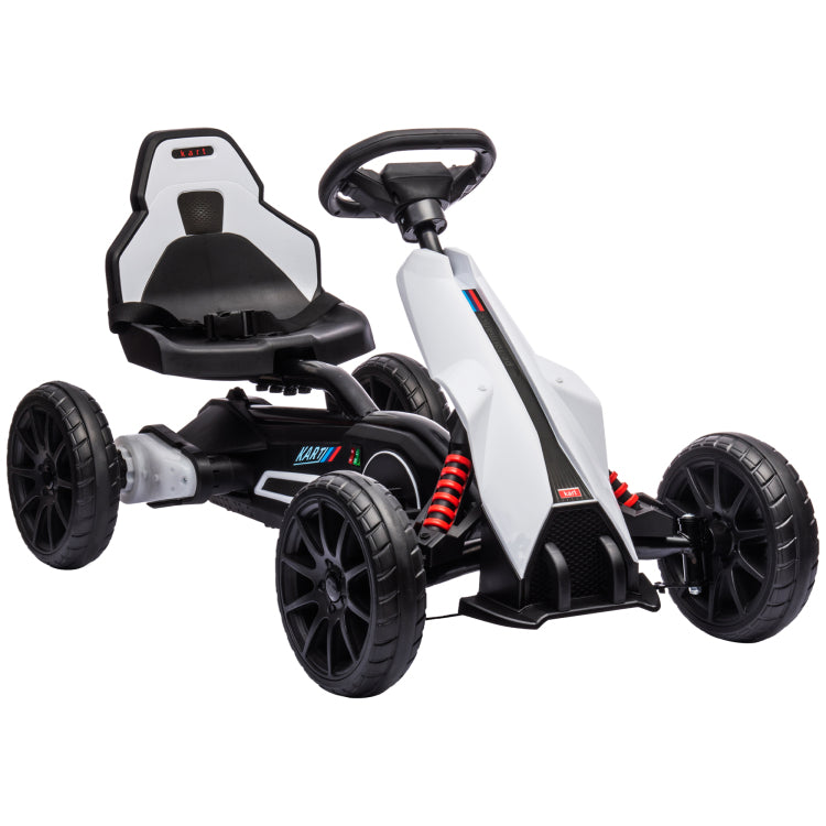 Aosom 12V Electric Go Kart For Kids, Outdoor Ride On Toy With Forward Backward Drive & Adjustable Speed, Gift For Child 3 8 Years Old, White