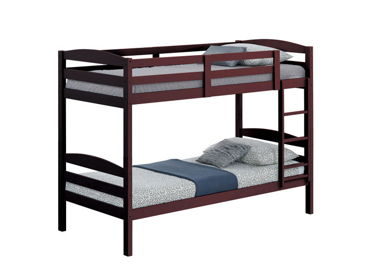 Twin Over Twin Transitional Bunk Bed Arch Design Espresso Finish