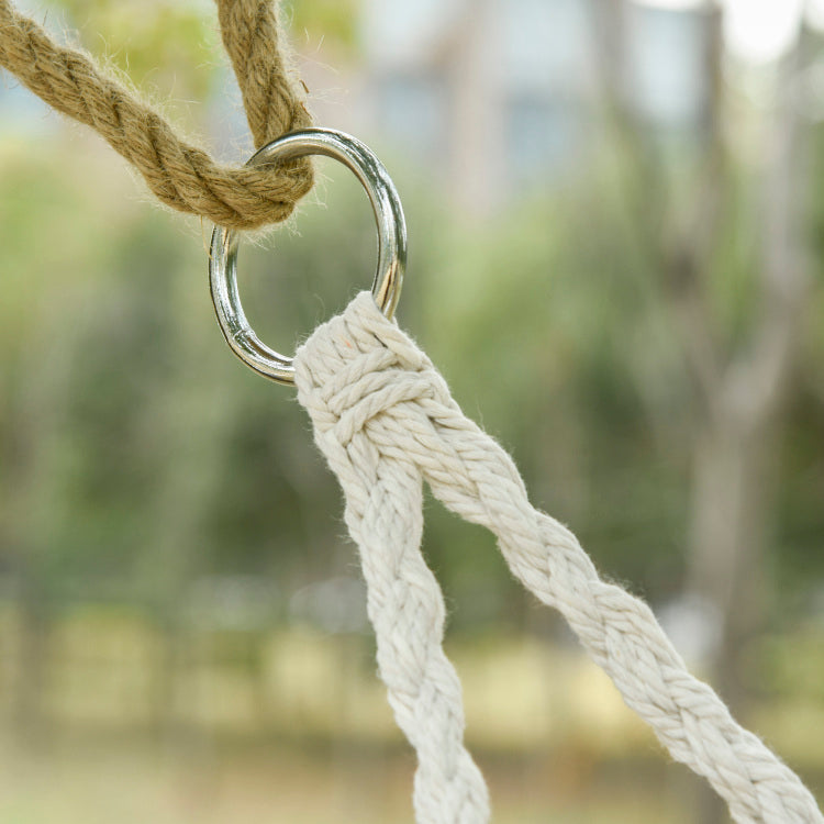 Outsunny 2 Person Hammock Chair Macrame Swing With Soft Cushion, Hanging Cotton Rope Chair For Indoor Outdoor Home Patio Backyard, White