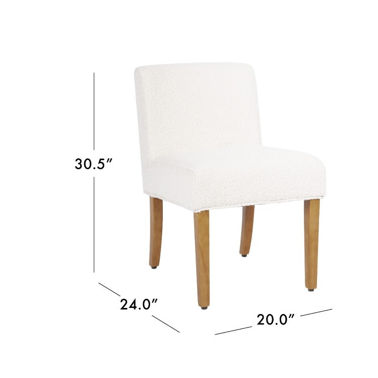 Kip Dining Chair With Honey Oak Wood Legs, Cream White Boucle Fabric