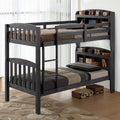 Transitional Twin Over Twin Bunk Bed Footboard Ladder Divide Into Two, Grey