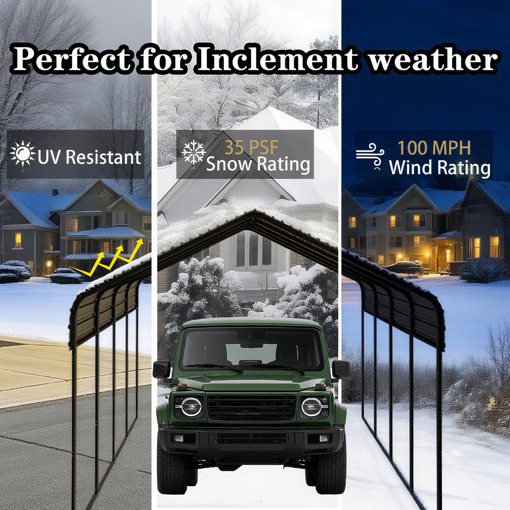 Heavy Duty Carport 20 X 20 Shelter Perfect Solution For Vehicles, Boats & Equipment Durable, All Weather, Quick Assembly Spacious, Secure, Reinforced Gray White