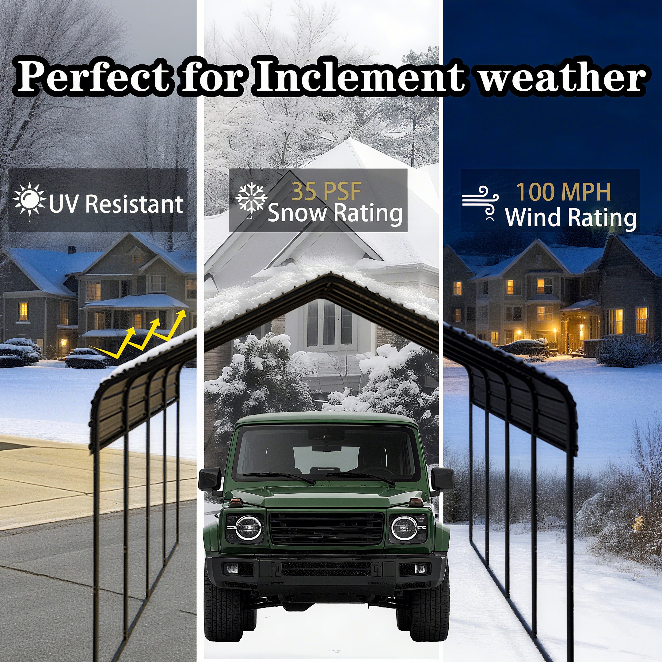 Heavy Duty Carport 20 X 20 Shelter Perfect Solution For Vehicles, Boats & Equipment Durable, All Weather, Quick Assembly Spacious, Secure, Reinforced Gray White
