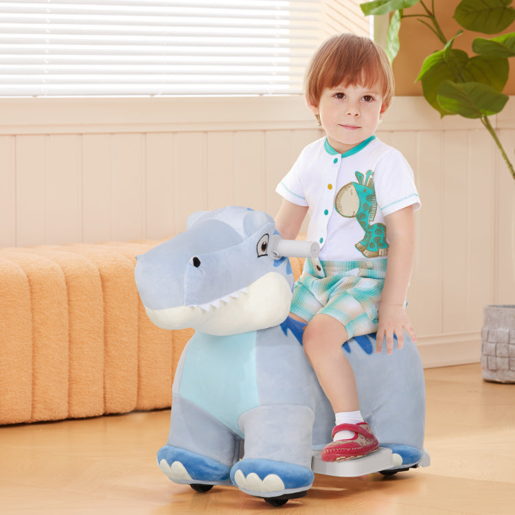 Qaba 6V Kids Electric Ride On Animal, Battery Powered Tyrannosaurus Ride On Toy, With Music Forward, Pu Wheels, Foot Pedal, For Girls Boys Aged 18 36 Months, Blue